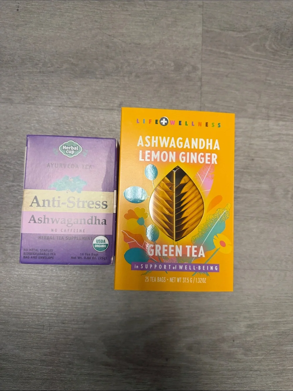 Ashwagandha Lemon Ginger Green Tea & Anti-Stress Ashwagandha Tea Duo